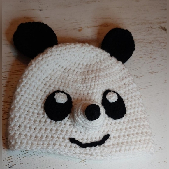 Panda Bear Adult Handmade Beanie Stocking Hat Crochet Animal Winter Warm Cozy - Picture 2 of 8